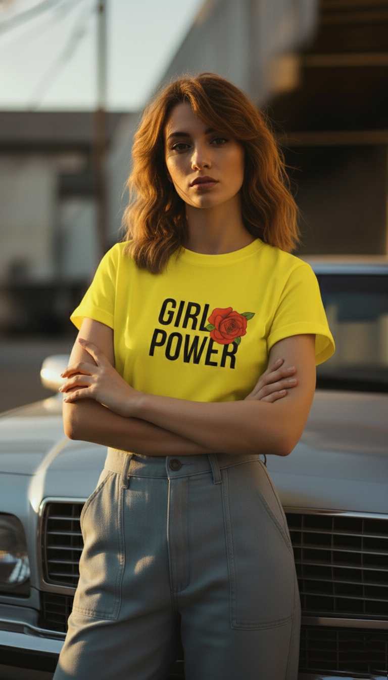 Yellow Girl Power Graphic T-Shirt