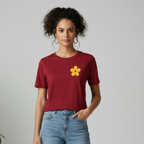 Maroon Graphic Cotton T-Shirt