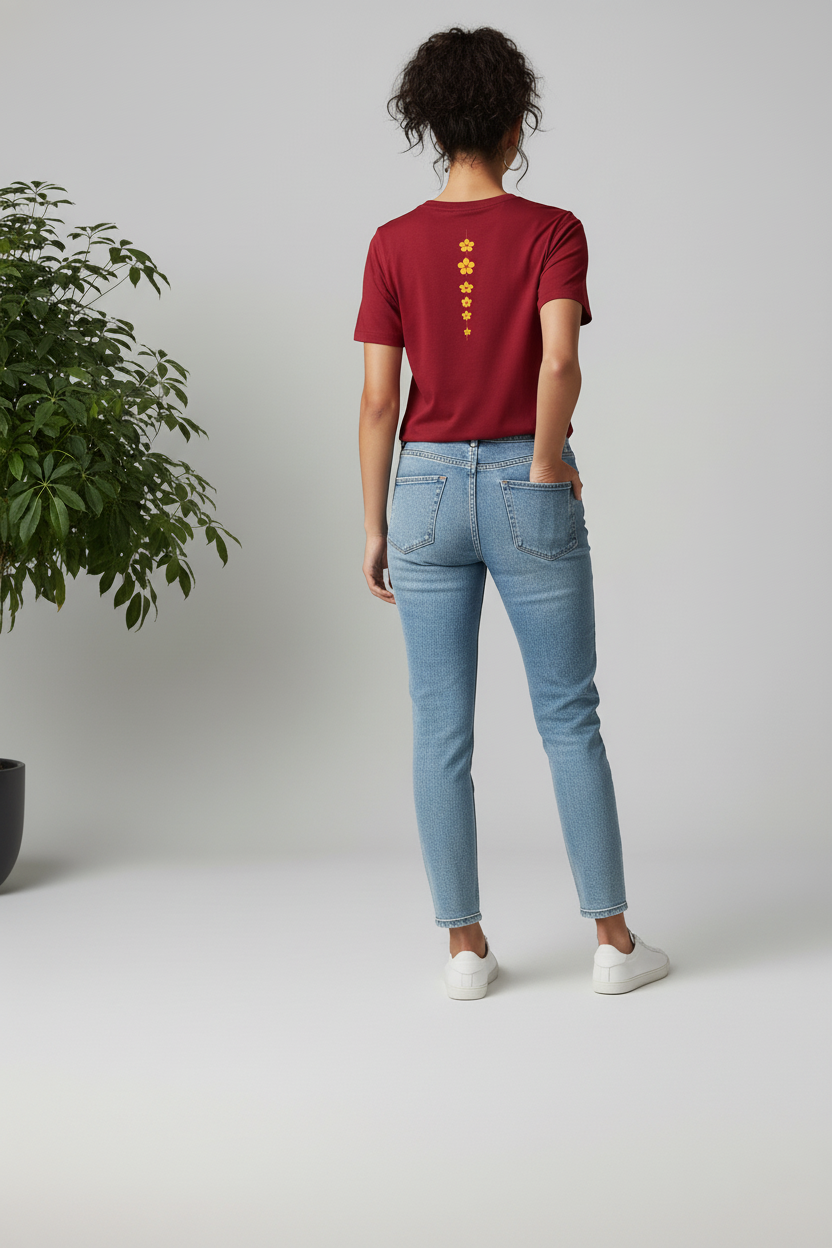 Maroon Graphic Cotton T-Shirt