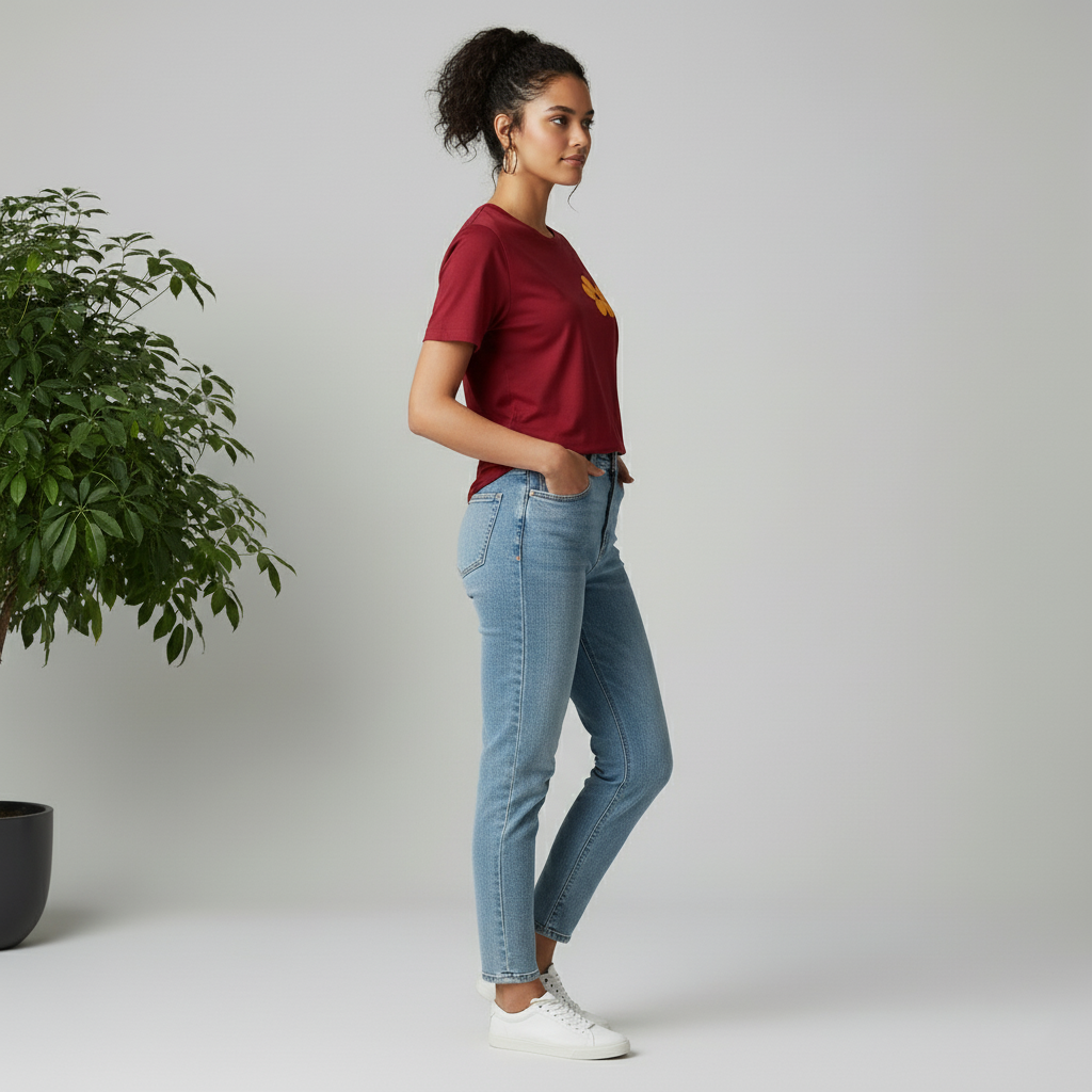 Maroon Graphic Cotton T-Shirt