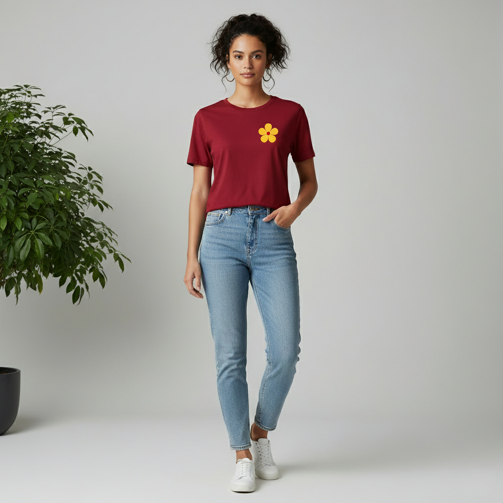 Maroon Graphic Cotton T-Shirt