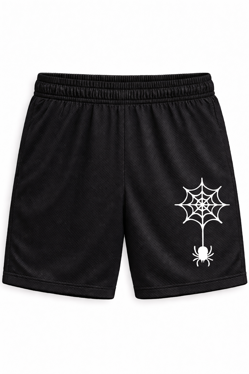 Spider Web Graphic Mesh Shorts