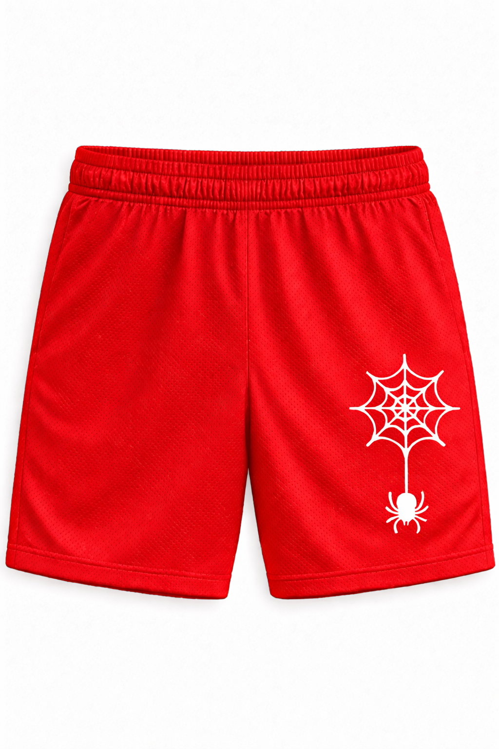 Spider Web Graphic Mesh Shorts